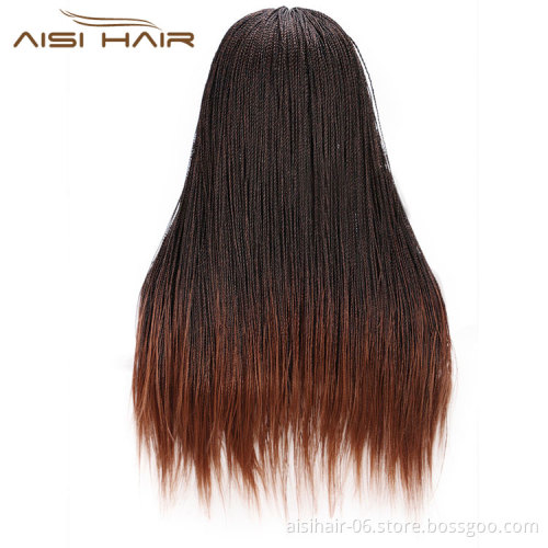 Aisi Hair Twist Braided Lace Front Long Wigs Synthetic Ombre Brown Lace Front Long Braided Wigs For Black Women
